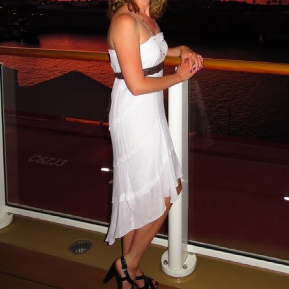 Iz Byer Lined White High Low Skirt I Wore As Dress Juniors Medium (Skirt Only)
